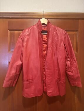 Vintage 80s 90s Tannery West Red Leather Jacket Size 4